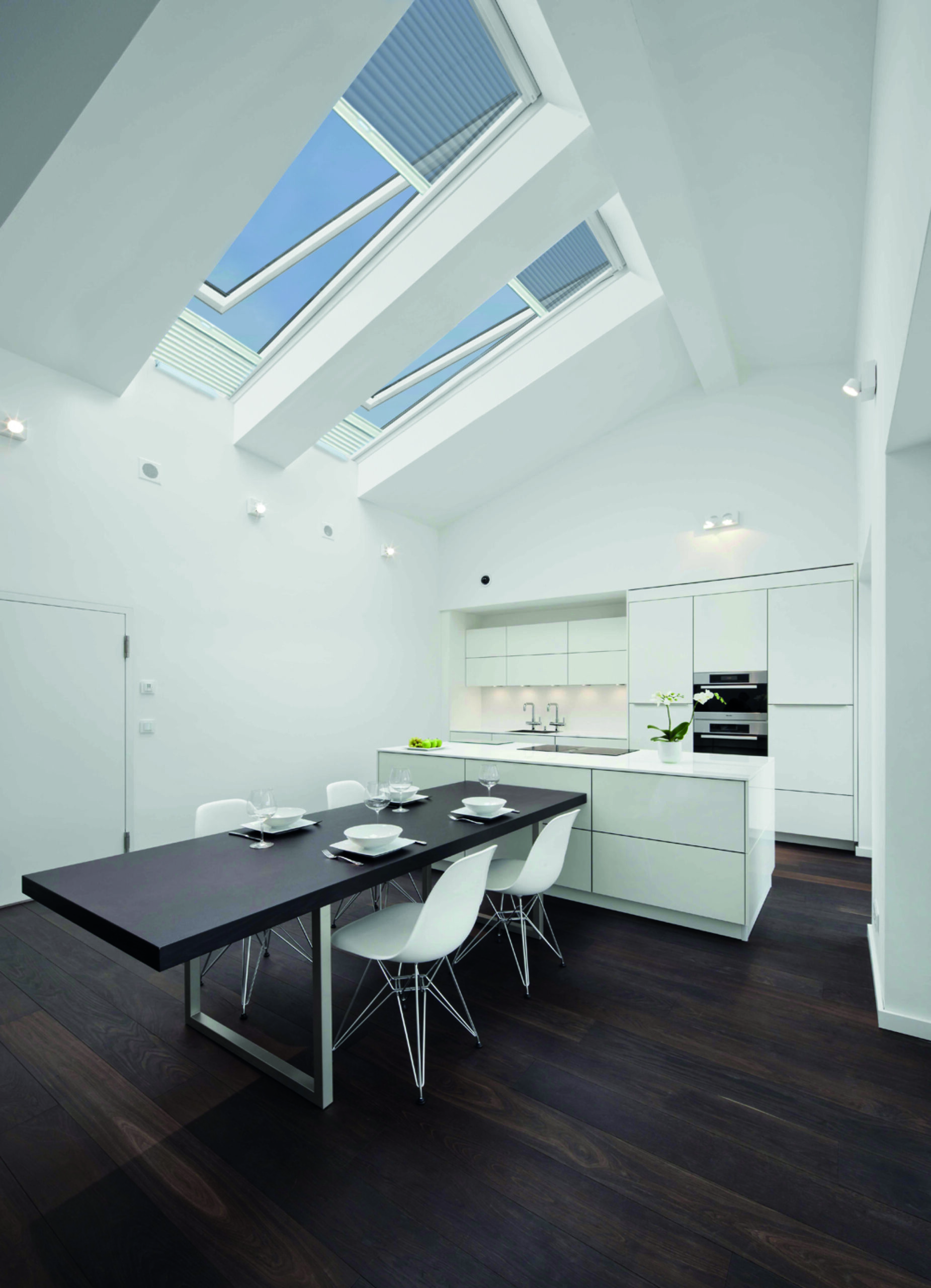 Roof windows in kitchen